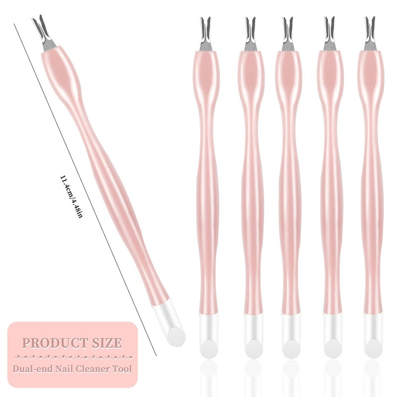 heemeei 50Pcs Nail Cuticle Trimmer Rubber Nail Cleaner, Plastic Handle Cuticle Knife, Double End Nail Dead Skin Fork Cuticle Pusher Bulk Nail Art Cuticle Remover Tools for Girls Women and Men-Rose… - Image 2